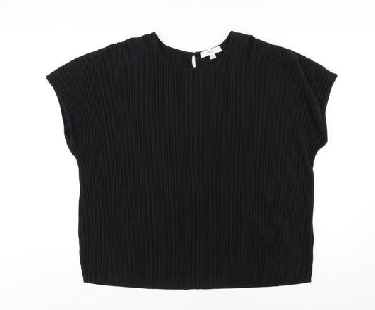 Marks and Spencer Womens Black Polyester Basic T-Shirt Size 12 Round Neck