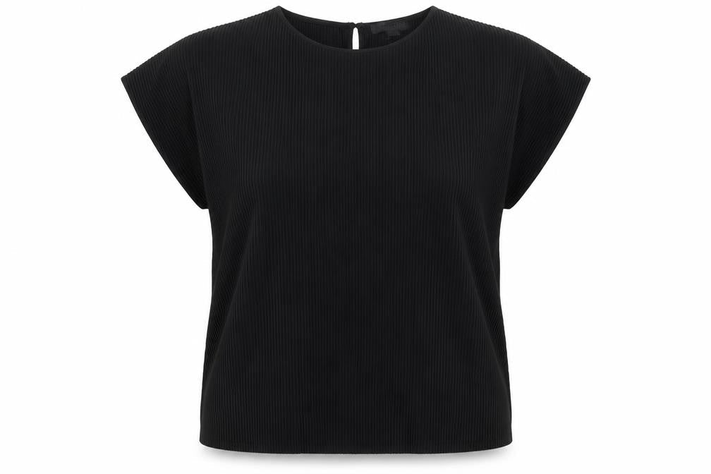 Marks & Spencer Womens Black Polyester Basic T-Shirt Size 12 Round Neck