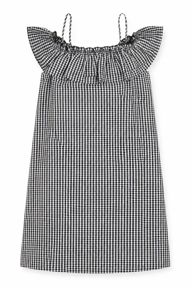 H&M Womens Black Check Viscose A-Line Size 8 Off the Shoulder Pullover