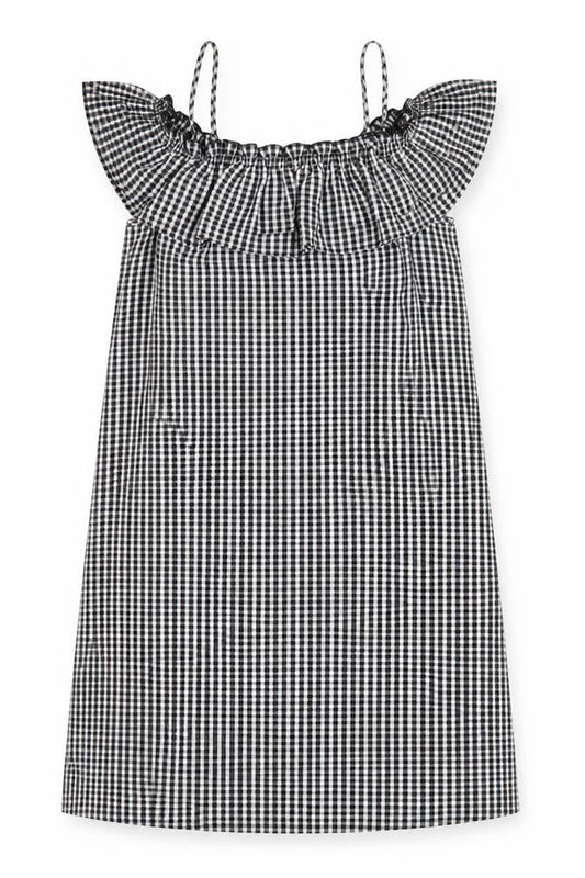 H&M Womens Black Check Viscose A-Line Size 8 Off the Shoulder Pullover