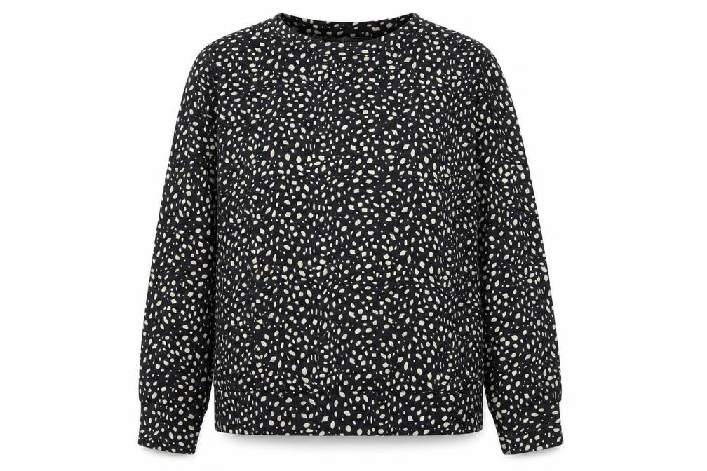 Jessica Graaf Womens Black Geometric Polyester Basic T-Shirt Size M Round Neck