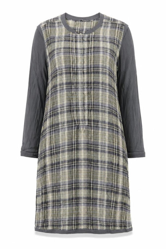 Sandwich Womens Multicoloured Plaid Polyester A-Line Size 10 Round Neck Button