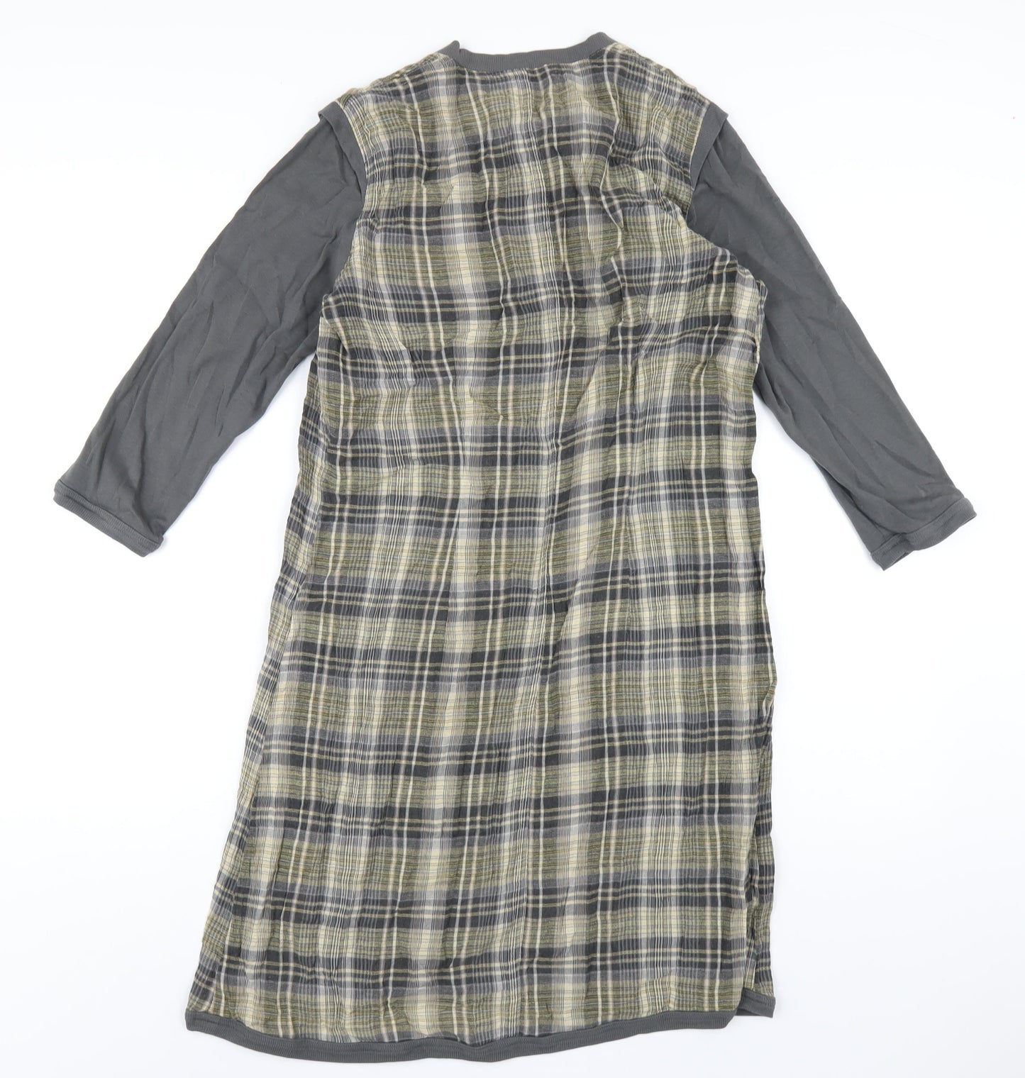 Sandwich Womens Multicoloured Plaid Polyester A-Line Size 10 Round Neck Button