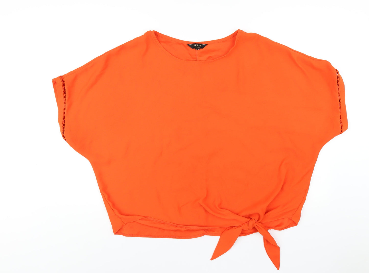 Lipsy Womens Orange Polyester Basic T-Shirt Size 18 Round Neck