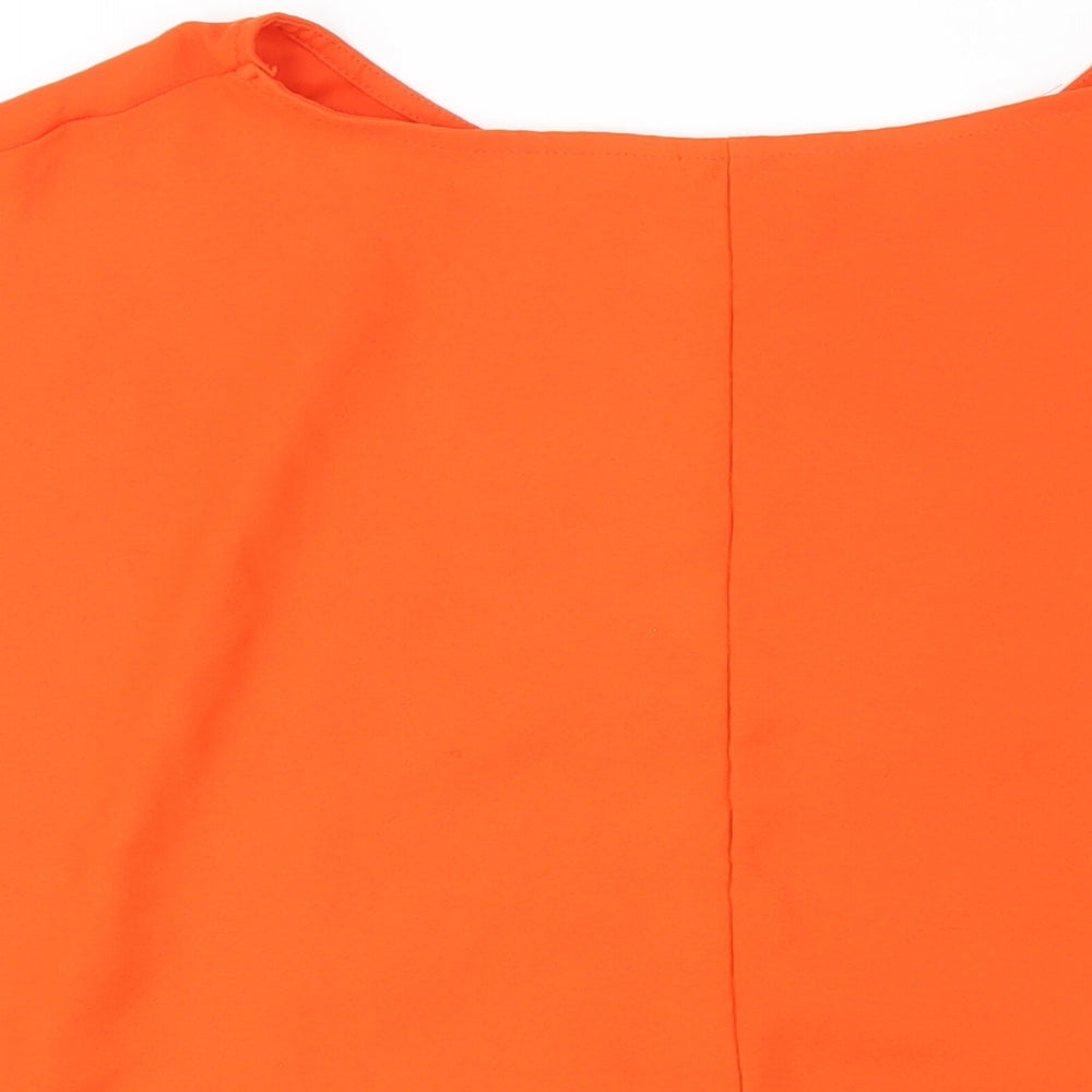 Lipsy Womens Orange Polyester Basic T-Shirt Size 18 Round Neck