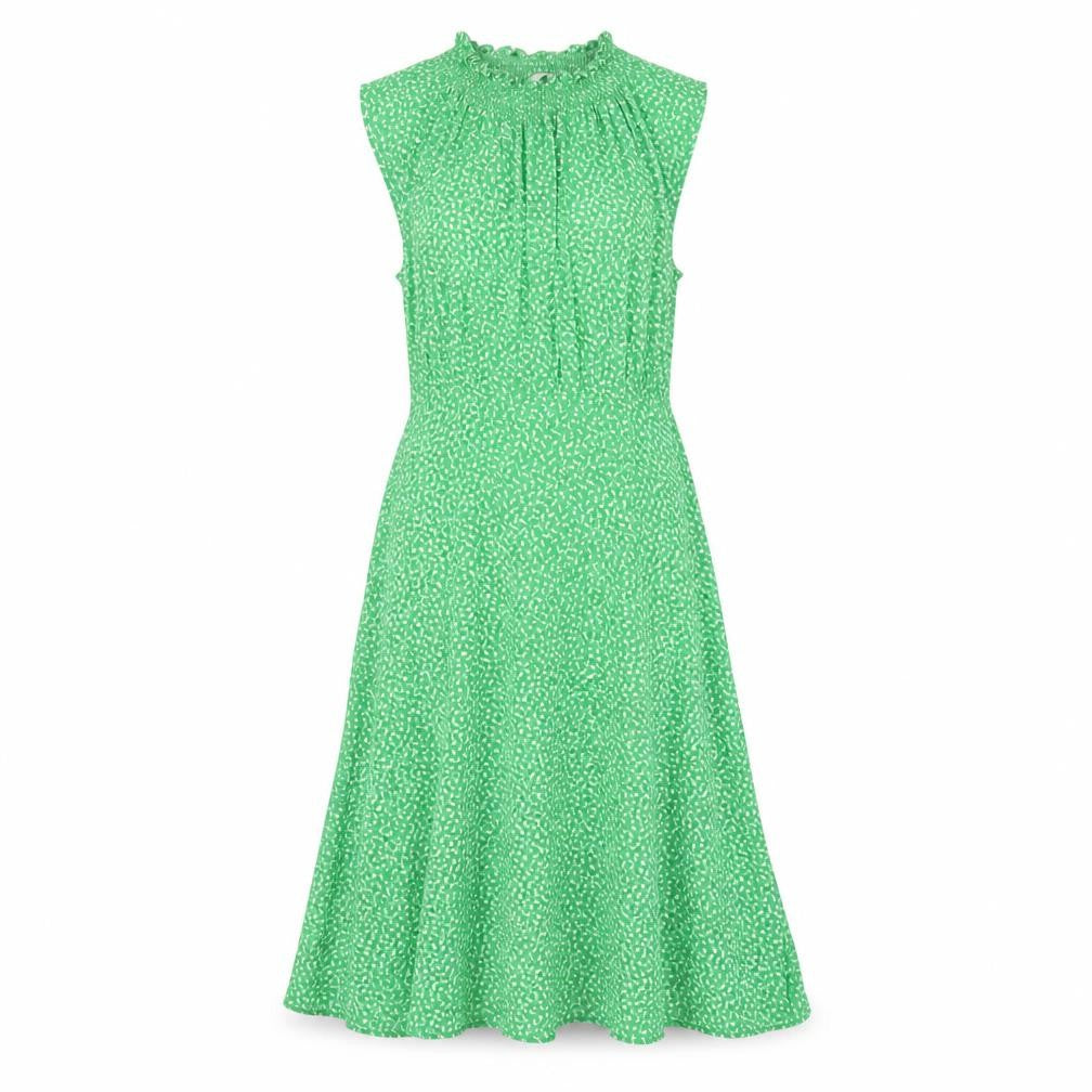 Arket Womens Green Floral Viscose A-Line Size 8 Mock Neck Zip