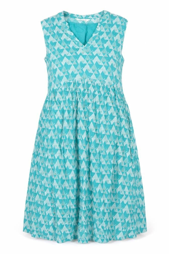 Nomads Womens Blue Geometric Viscose A-Line Size 10 V-Neck Pullover