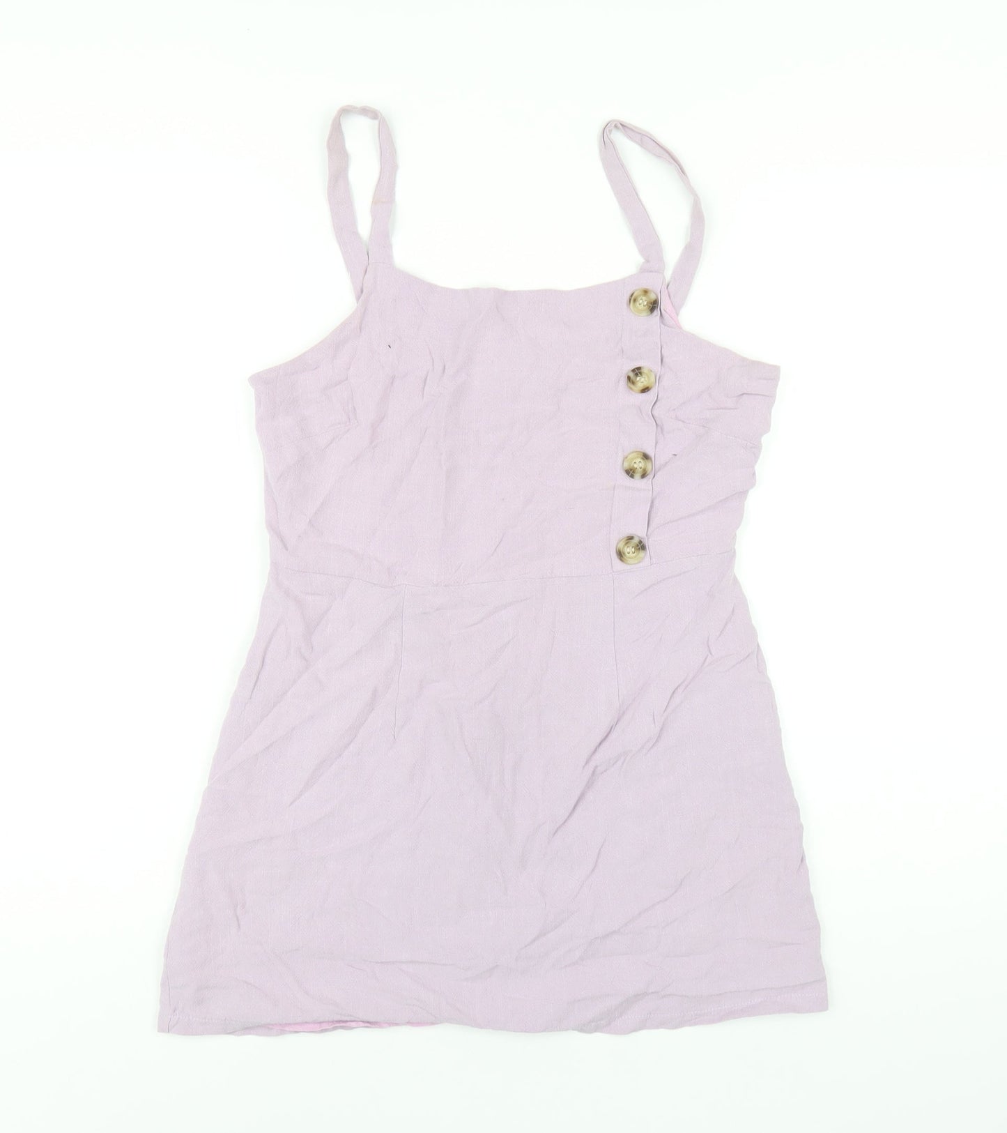Ally Womens Purple Viscose Mini Size 12 Square Neck Zip