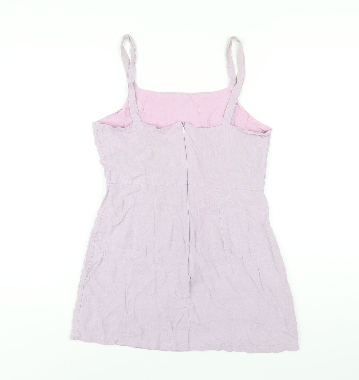 Ally Womens Purple Viscose Mini Size 12 Square Neck Zip