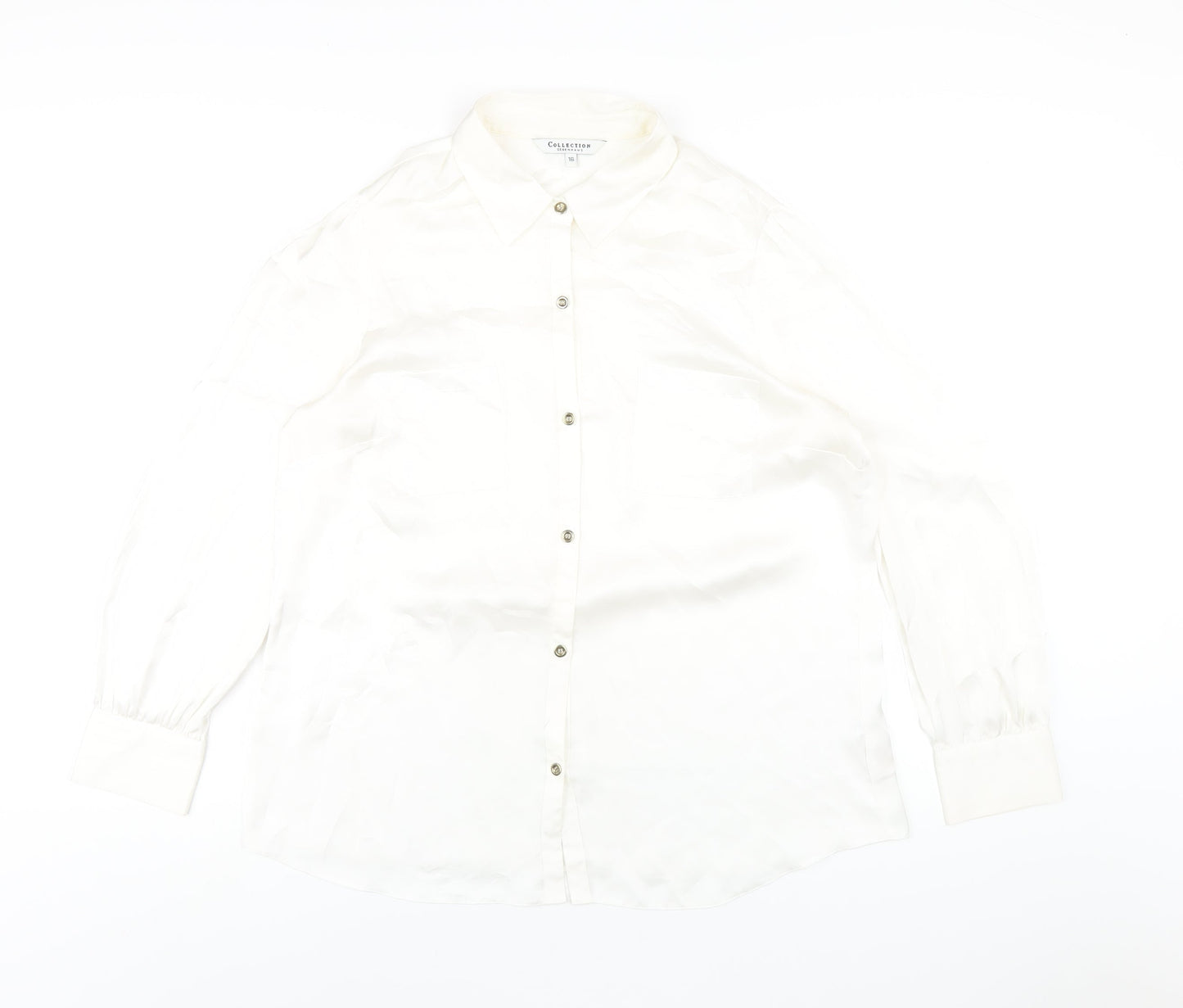 Debenhams Womens Ivory Polyester Basic Button-Up Size 16 Collared