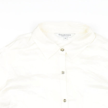 Debenhams Womens Ivory Polyester Basic Button-Up Size 16 Collared