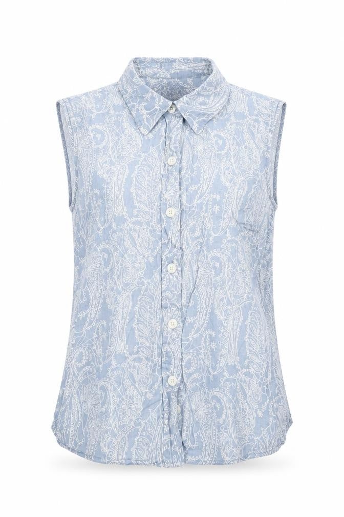 Gap Womens Blue Geometric Cotton Basic Button-Up Size M Collared