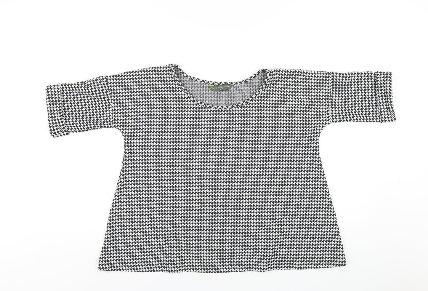 Blooming Marvellous Womens Black Geometric Polyester Basic T-Shirt Size 8 Round Neck