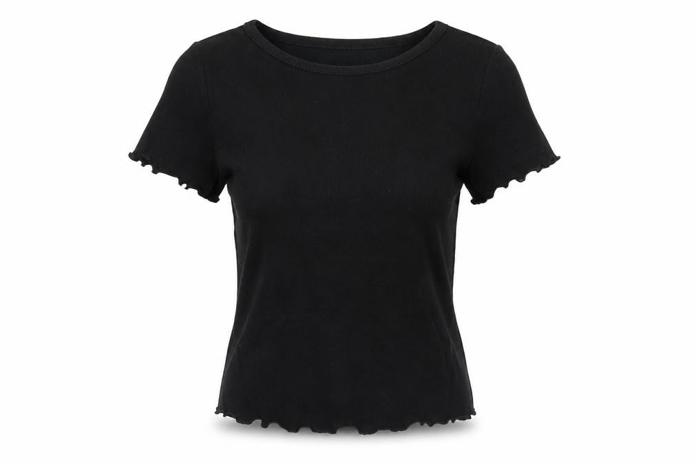 ASOS Womens Black Cotton Basic T-Shirt Size 6 Round Neck