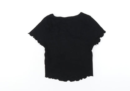 Back view of ASOS women’s black cotton basic t-shirt, size UK 6, round neck