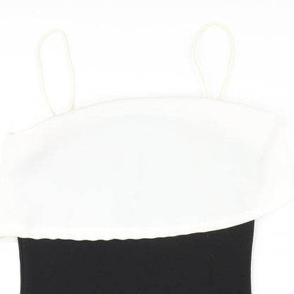 PRETTYLITTLETHING Womens Black Polyester Bodycon Size 8 Square Neck Pullover