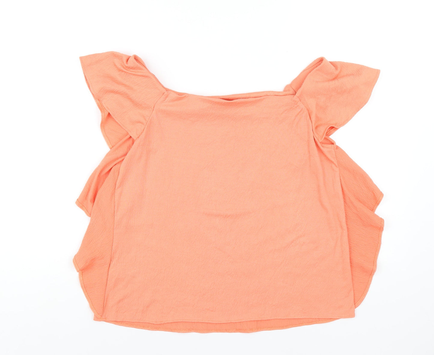 Marks and Spencer Womens Orange Polyester Basic T-Shirt Size 10 Off the Shoulder