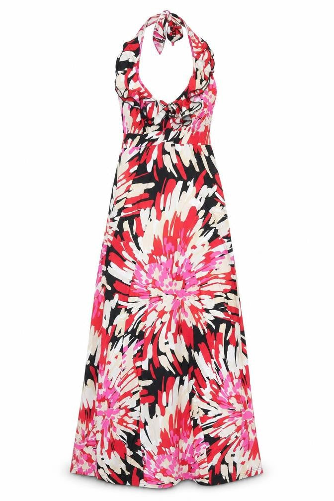 Julien Macdonald Womens Multicoloured Geometric Polyester Maxi Size 8 Halter Pullover