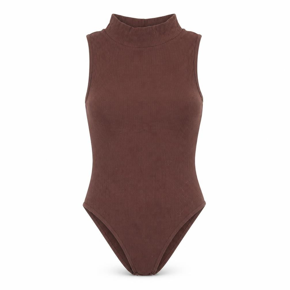 Zara Womens Brown Polyamide Bodysuit One-Piece Size XS Snap