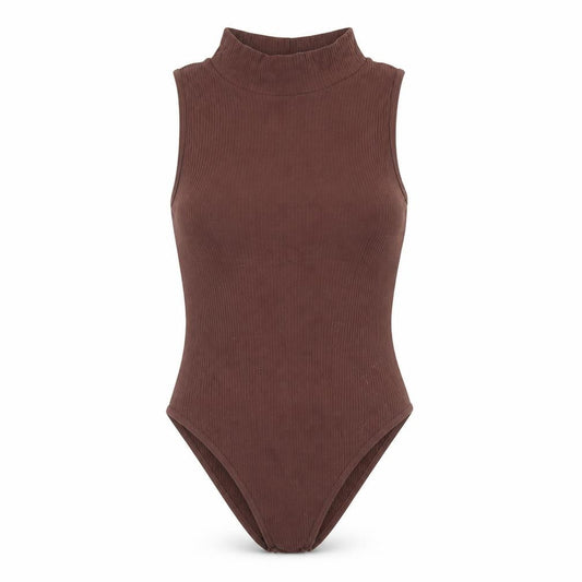Zara Womens Brown Polyamide Bodysuit One-Piece Size XS Snap