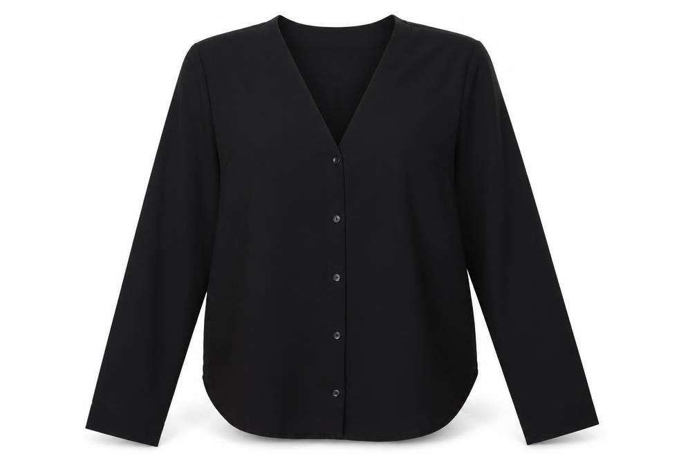 ASOS Womens Black Polyester Basic Button-Up Size 14 V-Neck
