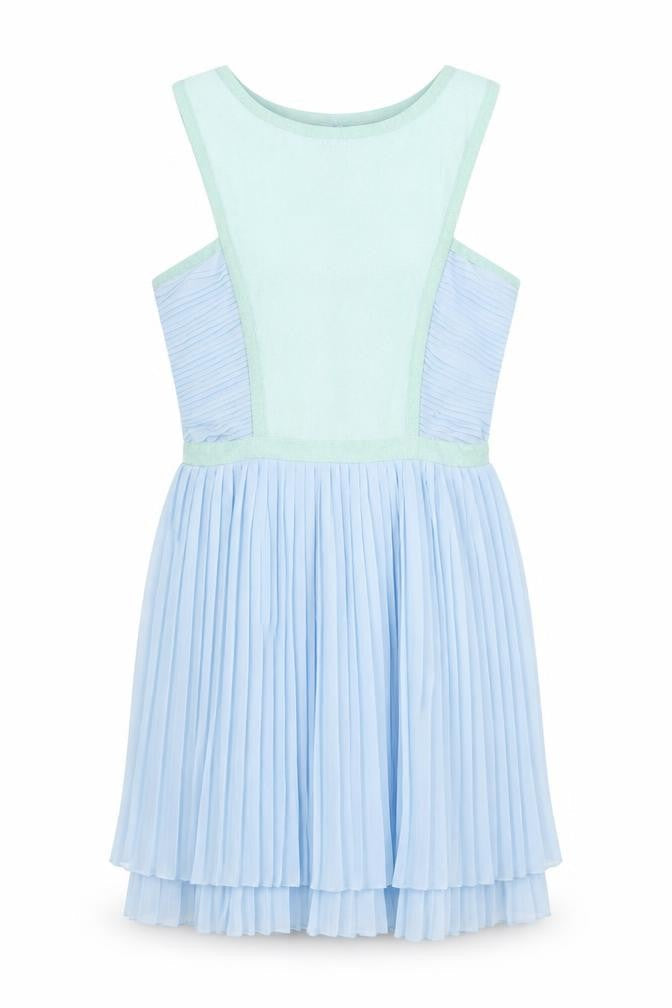 Missguided Womens Blue Polyester A-Line Size 8 Round Neck Zip