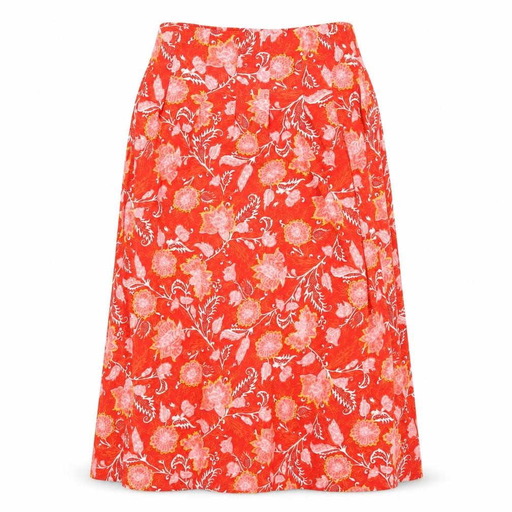 Per Una Womens Red Geometric Viscose A-Line Skirt Size 10