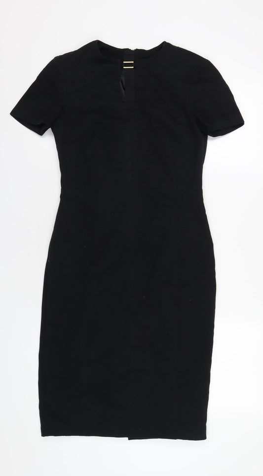 marksand Womens Blue Polyester Bodycon Size 8 Round Neck Zip