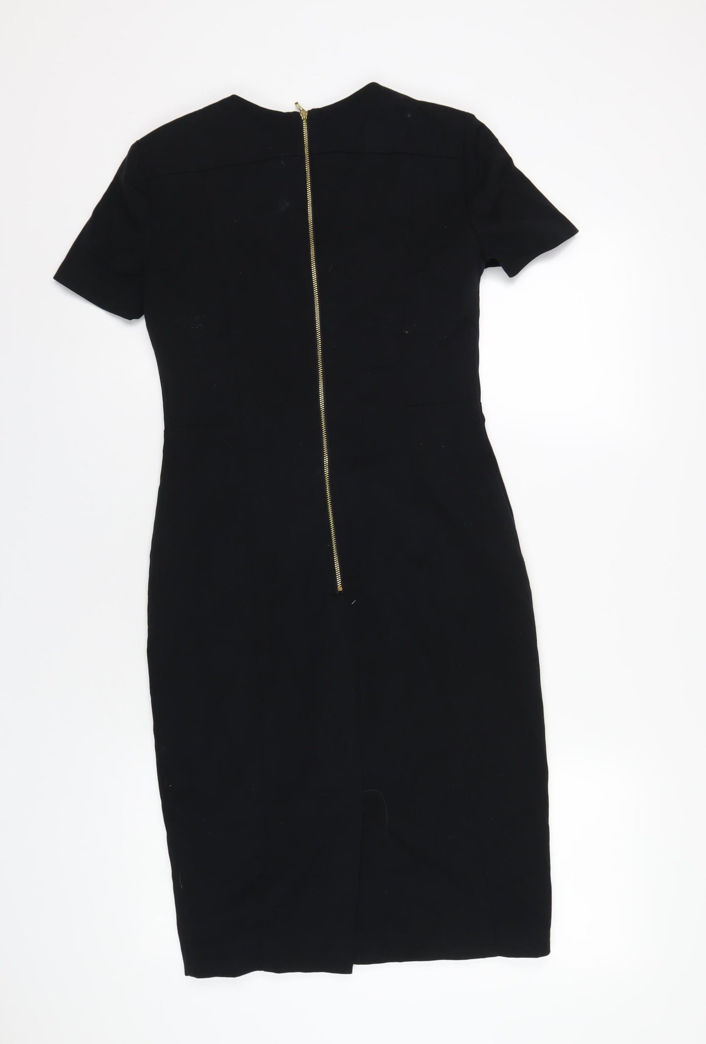 marksand Womens Blue Polyester Bodycon Size 8 Round Neck Zip