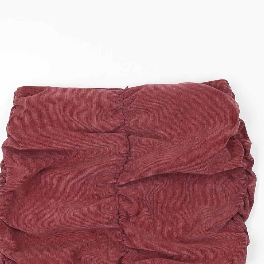 Zara Womens Red Polyester Mini Skirt Size XS Zip