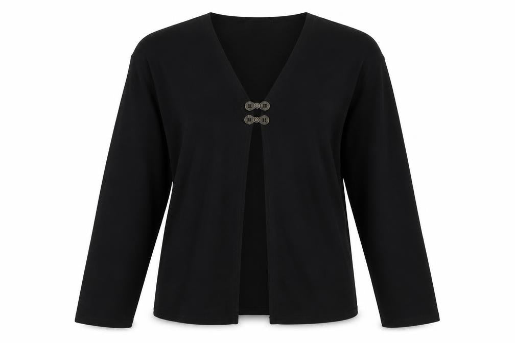 Trendy Touch Womens Black Polyester Basic T-Shirt Size S V-Neck