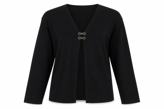 Trendy Touch Womens Black Polyester Basic T-Shirt Size S V-Neck