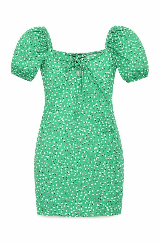Pink Vanilla Womens Green Floral Polyester Mini Size 6 Sweetheart Pullover