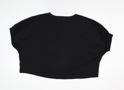 Back view of JD Williams women’s black polyester basic t-shirt, size UK 24, round neck