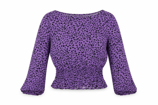 Marks and Spencer Womens Purple Geometric Viscose Basic Blouse Size 12 Round Neck