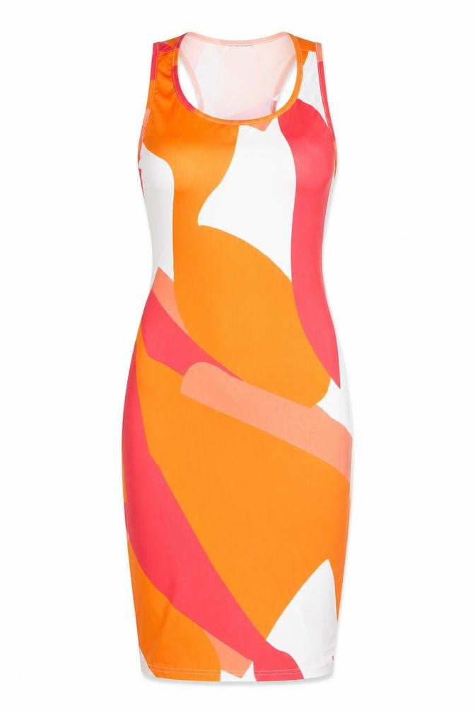 Chicme Womens Multicoloured Geometric Cotton Bodycon Size M Scoop Neck Pullover