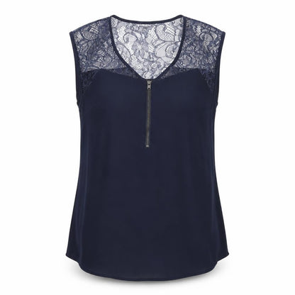 Warehouse Womens Blue Polyester Basic Blouse Size 10 V-Neck