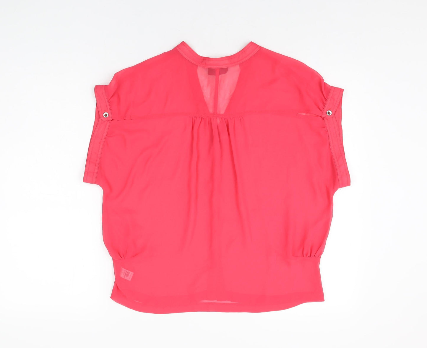 Topshop Womens Pink Polyester Basic Button-Up Size 10 V-Neck