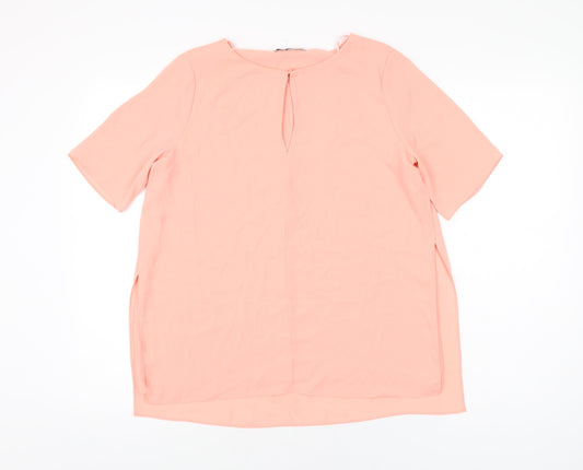 Mango Womens Pink Polyester Basic Blouse Size S Round Neck