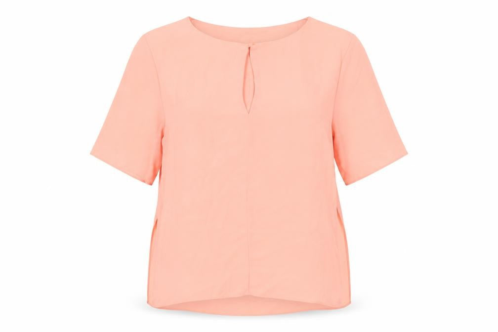 Mango Womens Pink Polyester Basic Blouse Size S Round Neck