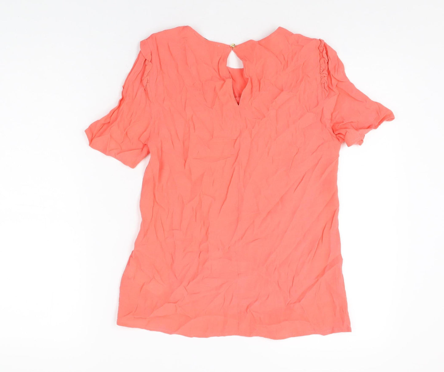 Oasis Womens Pink Viscose Basic T-Shirt Size 8 Round Neck
