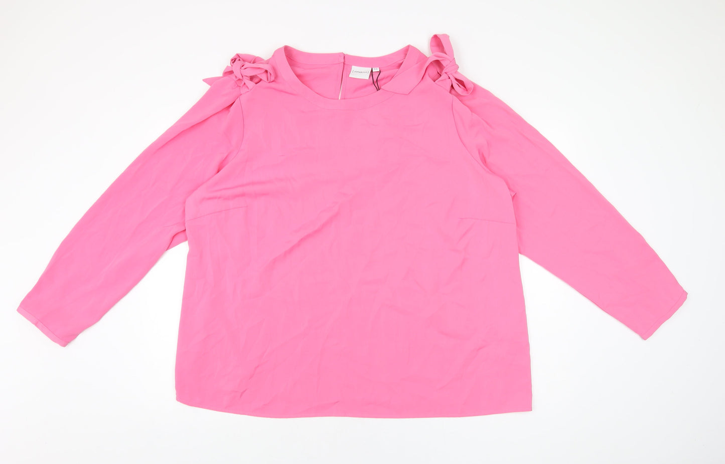 JUNAROSE Womens Pink Polyester Basic Blouse Size 28 Round Neck