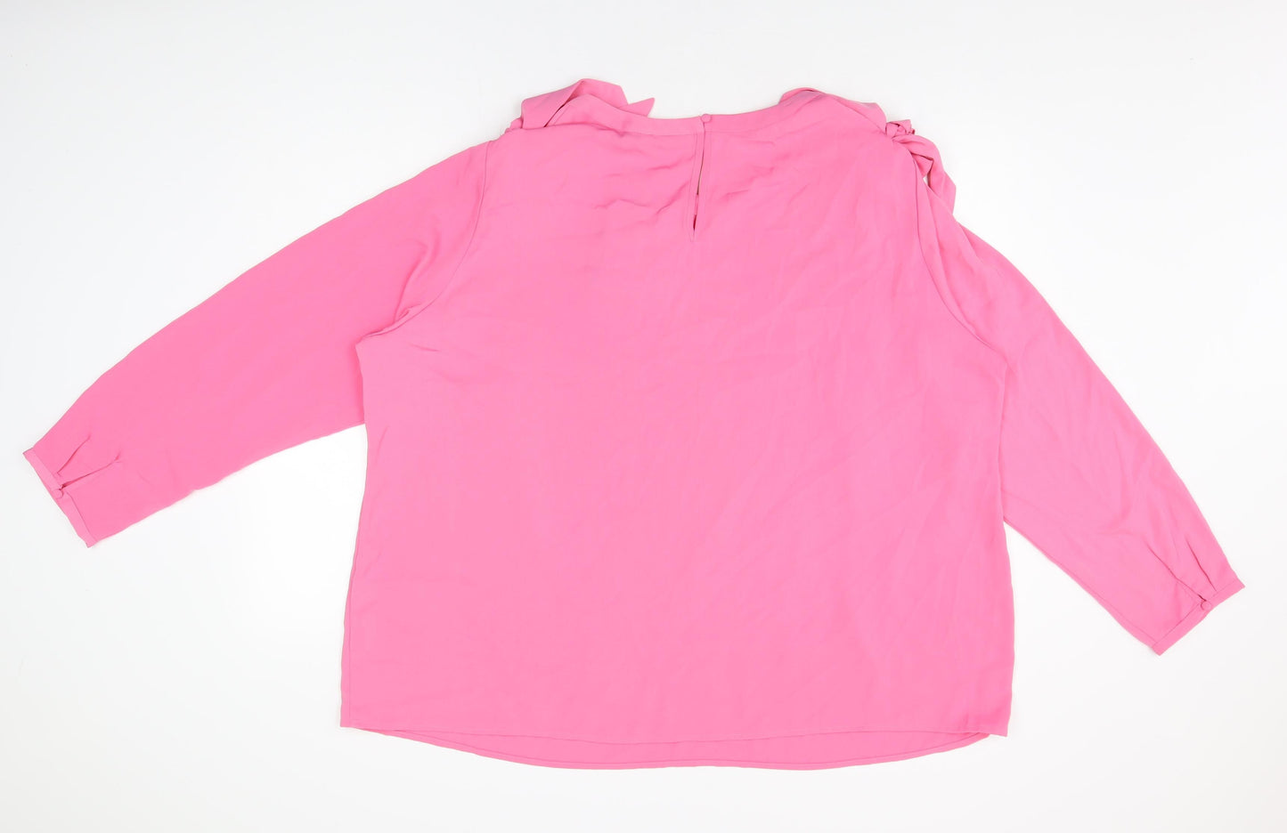 JUNAROSE Womens Pink Polyester Basic Blouse Size 28 Round Neck