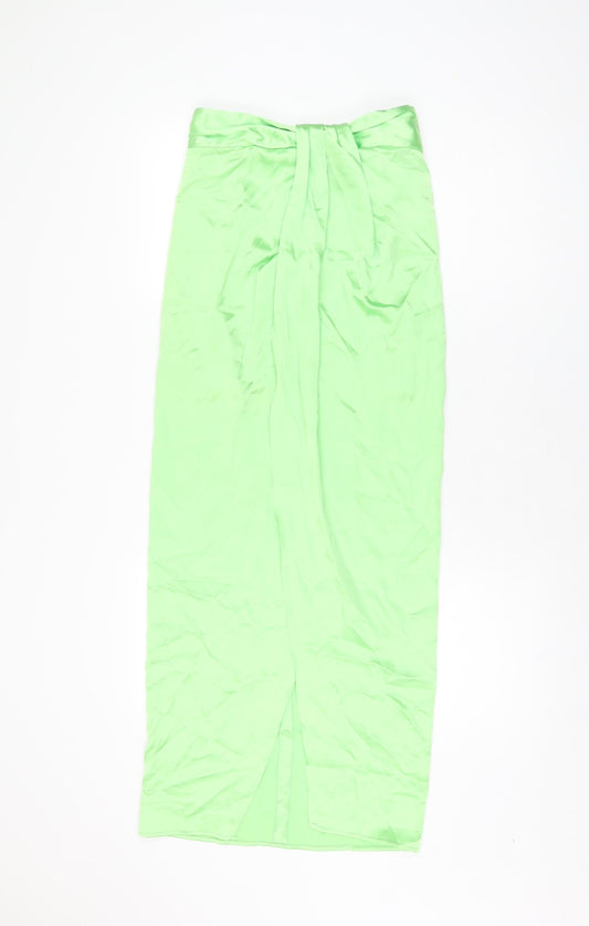 Zara Womens Green Polyester Maxi Skirt Size XS Zip