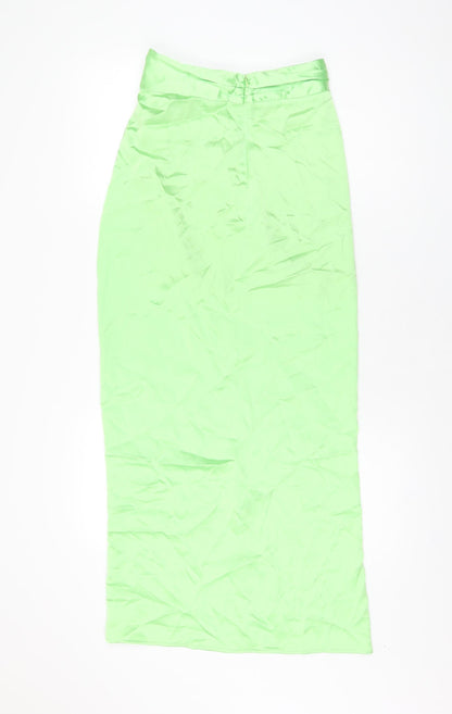 Zara Womens Green Polyester Maxi Skirt Size XS Zip
