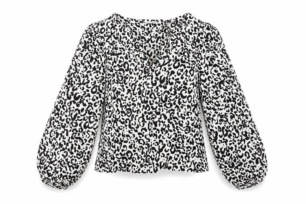 Per Una Womens White Animal Print Viscose Basic Blouse Size 12 V-Neck