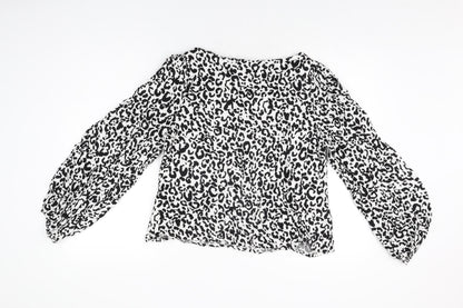 Per Una Womens White Animal Print Viscose Basic Blouse Size 12 V-Neck