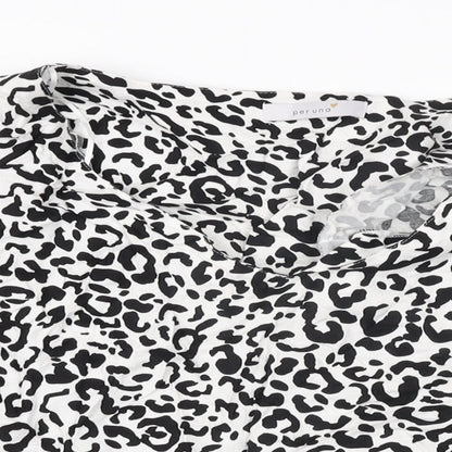 Per Una Womens White Animal Print Viscose Basic Blouse Size 12 V-Neck