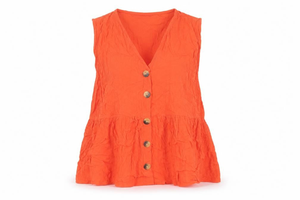 Marks & Spencer Womens Red Viscose Basic Button-Up Size 12 V-Neck
