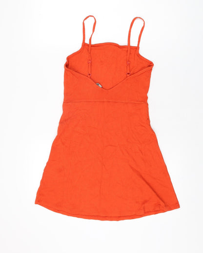 Back view of ASOS women’s orange modal mini, size UK 10, square neck pullover
